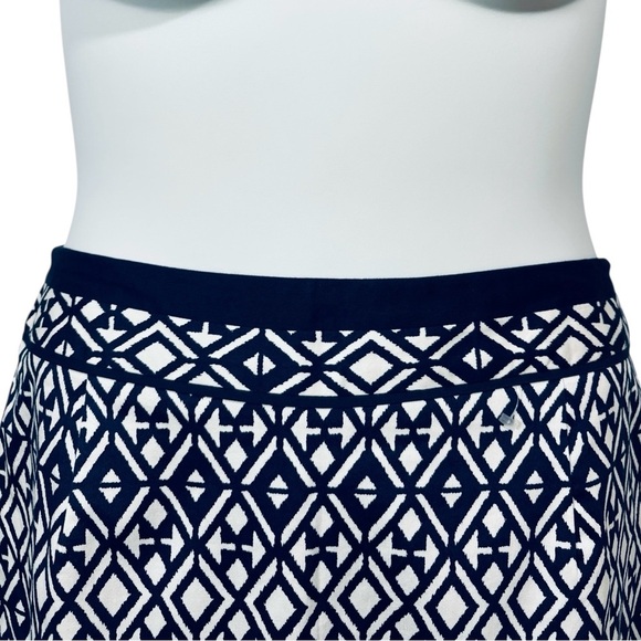 NEW, Mario Serrani Italy, Geometric Print Skirt, Navy & White, Size M - Picture 3 of 10